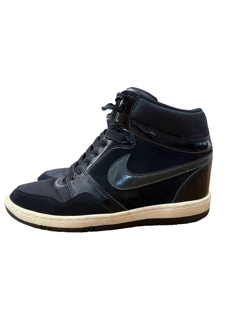 Nike Force Dunk Sky Hi Women’s 9 Black Hidden Wedge Sneakers 629746-001 2013 GUC